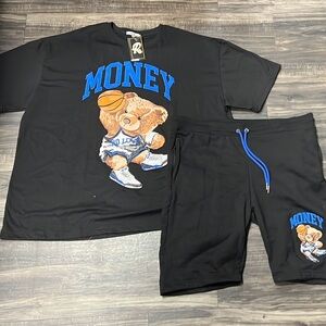 4XL Men’s Retro Black Short set match with shoes new with tags